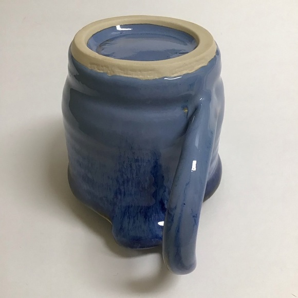 Studio Art Pottery Coffee Mug SIGNED Blue Twist Handle Stone Melbourne Florida - Picture 5 of 15